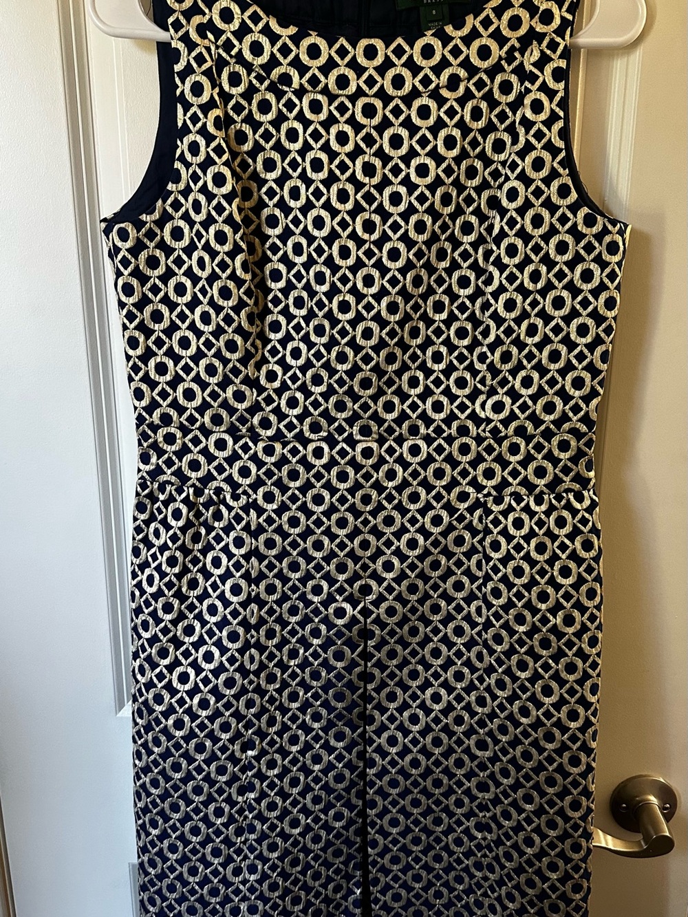 Ralph Lauren Navy Dress with Gold Geometric Print - Picture 3 of 5